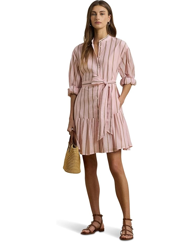 Lauren Ralph Lauren Striped Voile Blouson Sleeve Shirtdress Women's