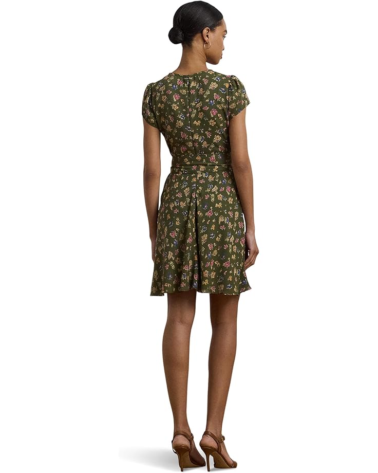 Lauren Ralph Lauren Tadorche-Short Sleeve-Day Dress Women's Olive Multi