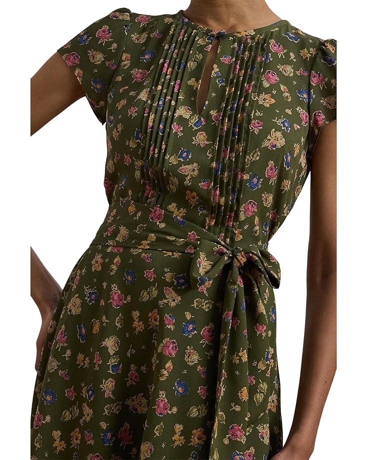 Lauren Ralph Lauren Tadorche-Short Sleeve-Day Dress Women's Olive Multi