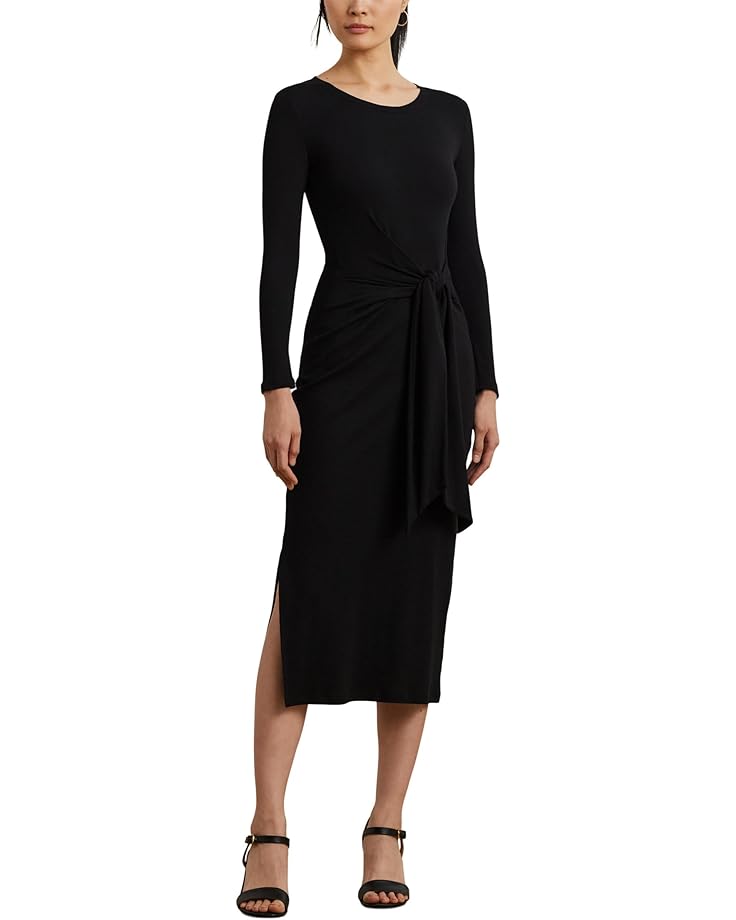 Lauren Ralph Lauren Tie-Front Cotton-Blend Crewneck Dress Women's