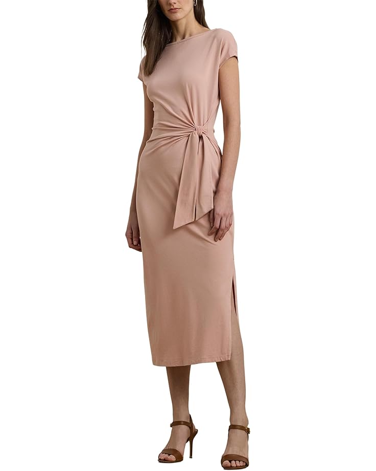 Lauren Ralph Lauren Tie-Front Jersey Boatneck Midi Dress Women's