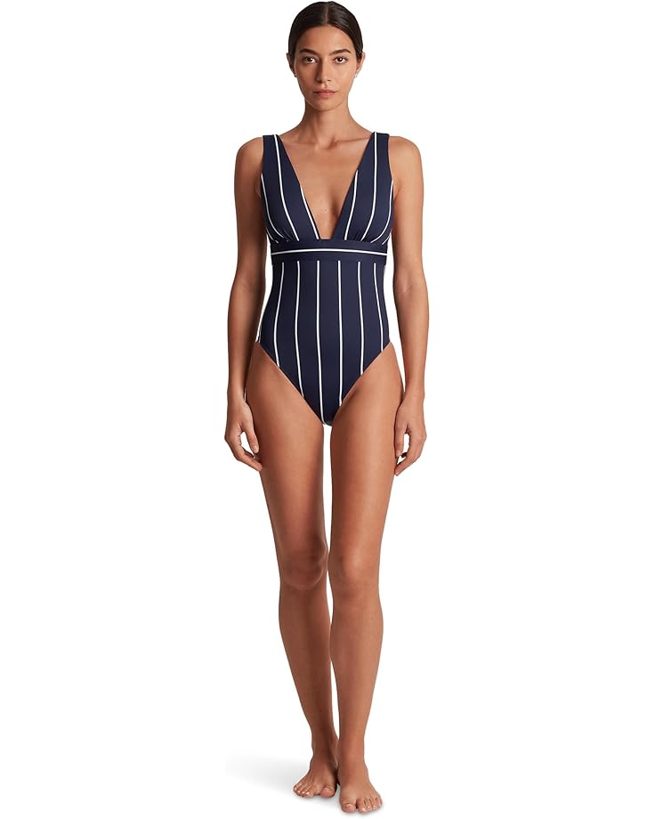 Lauren Ralph Lauren Villa Stripe V-Neck One-Piece Women's