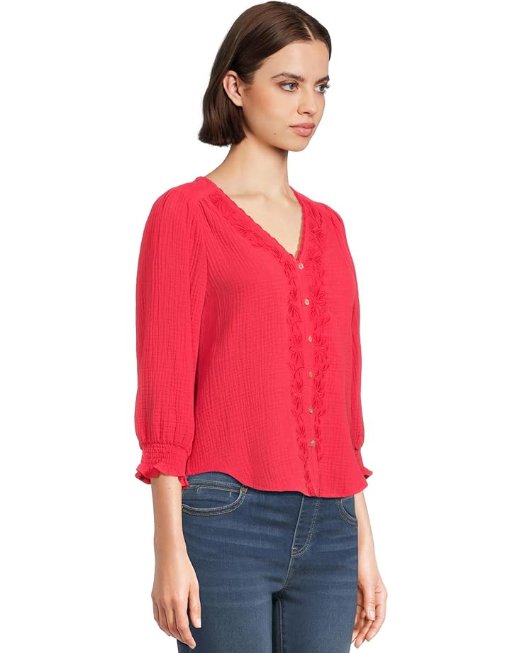 Liverpool Los Angeles 3/4 Sleeve Embroidered Woven Blouse Women's