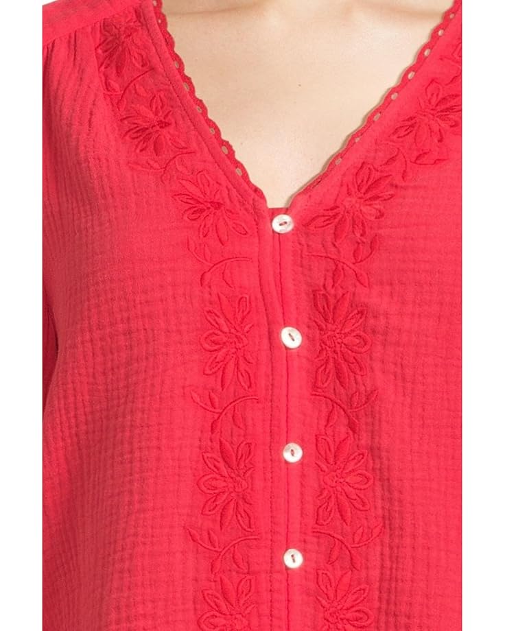 Liverpool Los Angeles 3/4 Sleeve Embroidered Woven Blouse Women's