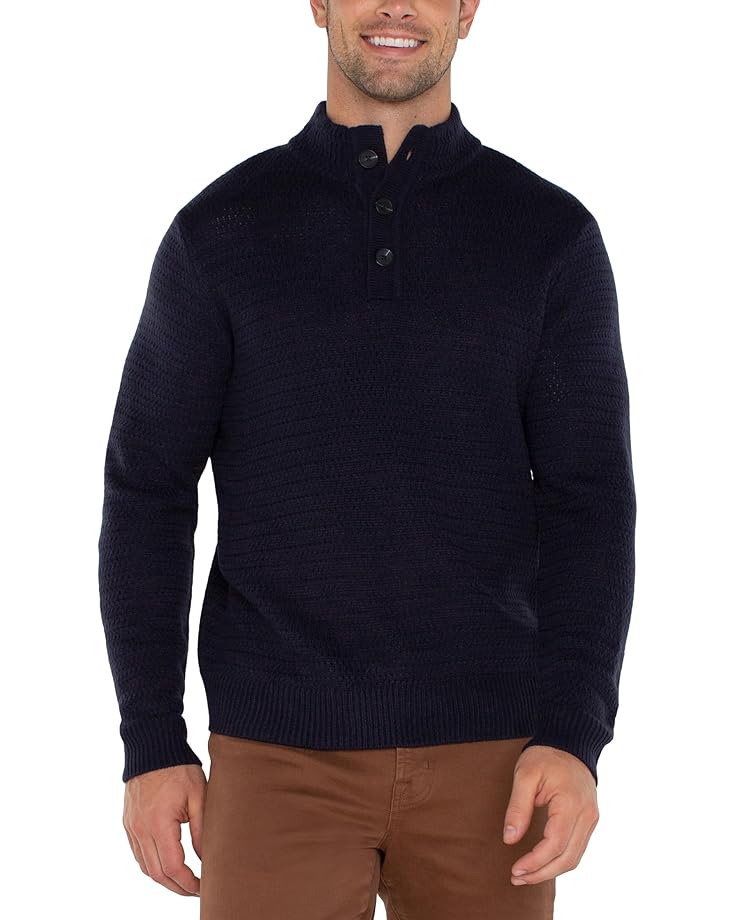 6pm Liverpool Los Angeles Button Mock Neck Sweater Men's