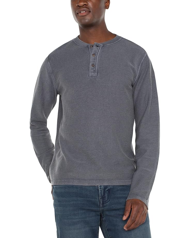 6pm Liverpool Los Angeles Long Sleeve Henley Knit Jacquard Men's