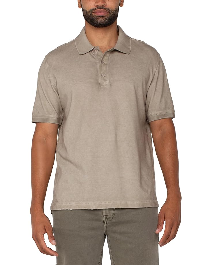 6pm Liverpool Los Angeles Short Sleeve Distressed Rib Polo Men's