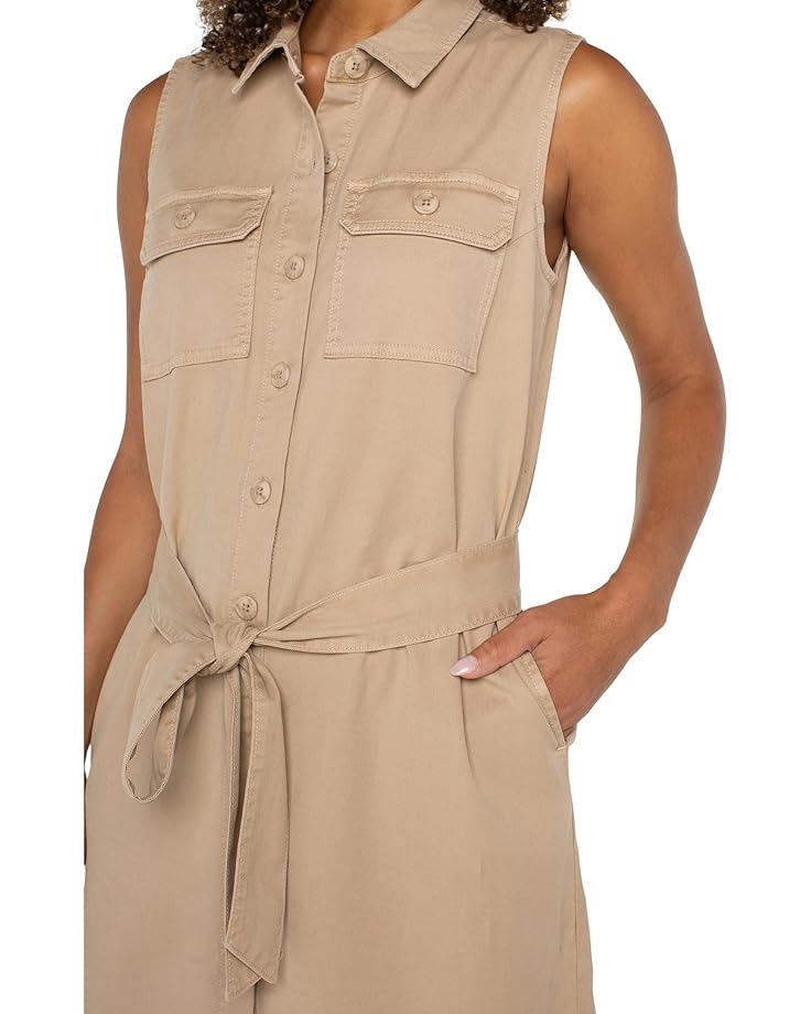 6pm Liverpool Los Angeles Sleeveless Shirt Dress With Slits Women's