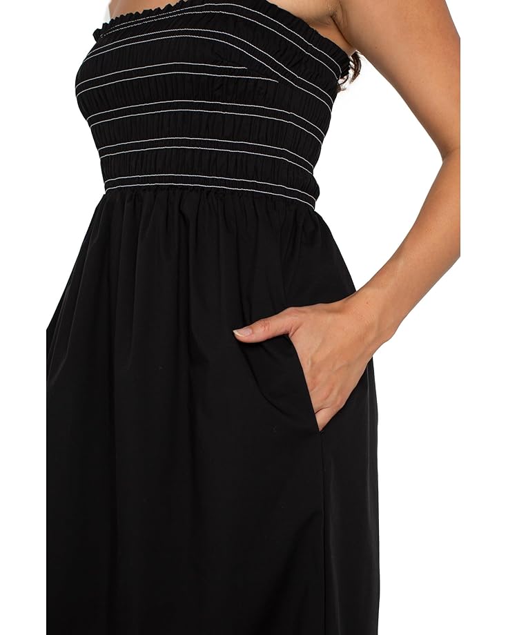 Liverpool Los Angeles Sleeveless Smocked Woven Midi Dress With Trapunto Straps Women's
