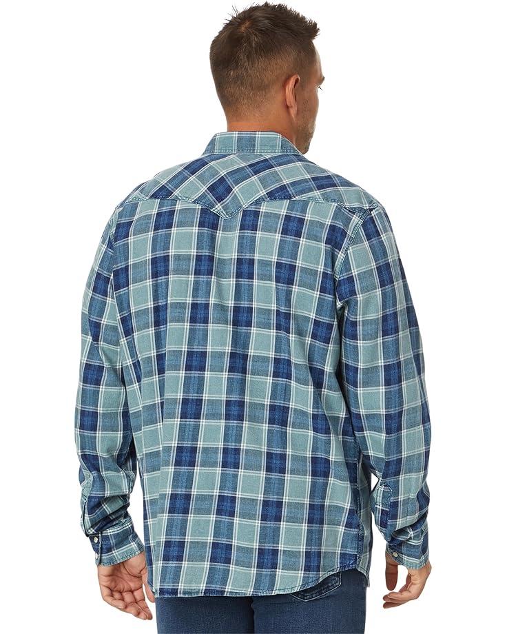 Lucky Brand Plaid Indigo Western Long Sleeve Shirt Men's