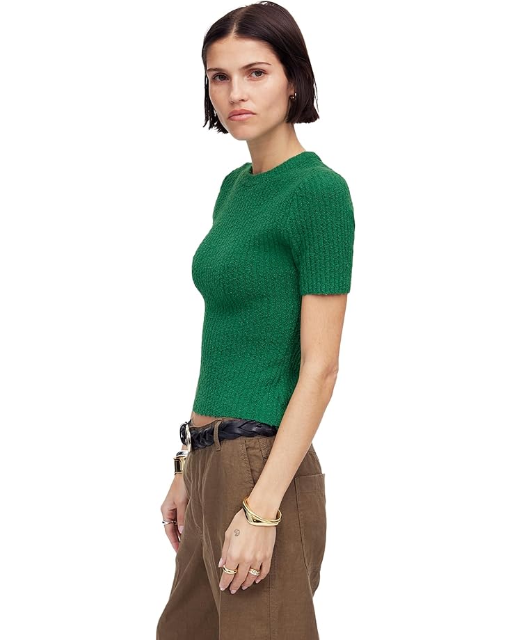 Madewell Amanda Cotton Nubby Boucle Cropped Tee Women's Verdant Green