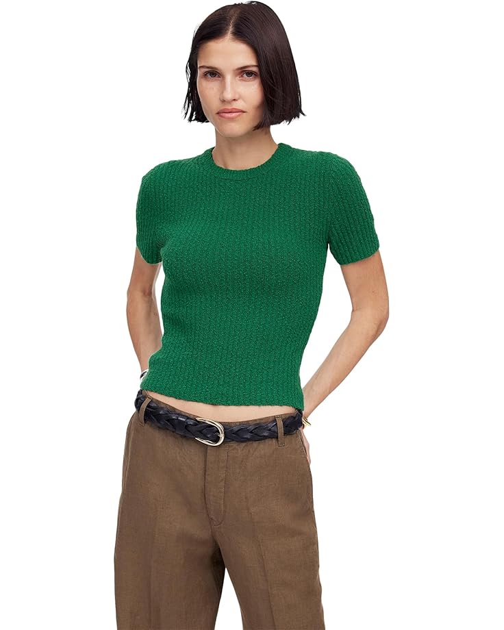 Madewell Amanda Cotton Nubby Boucle Cropped Tee Women's Verdant Green