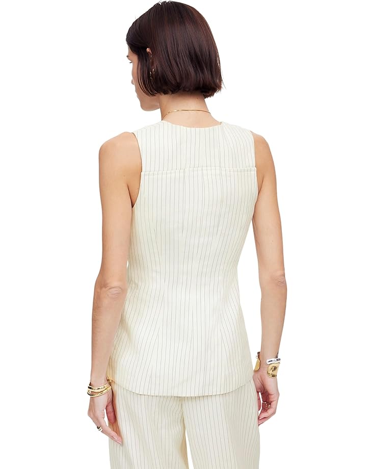 Madewell Cass Vest - Pinstripe Linen Women's Ivory Black Pinstripe