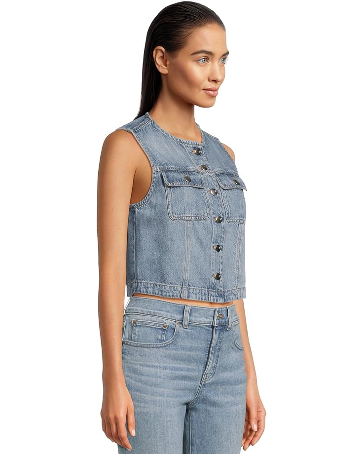6pm Madewell Round Neck Button Denim Shell In Robertson Wash Women's