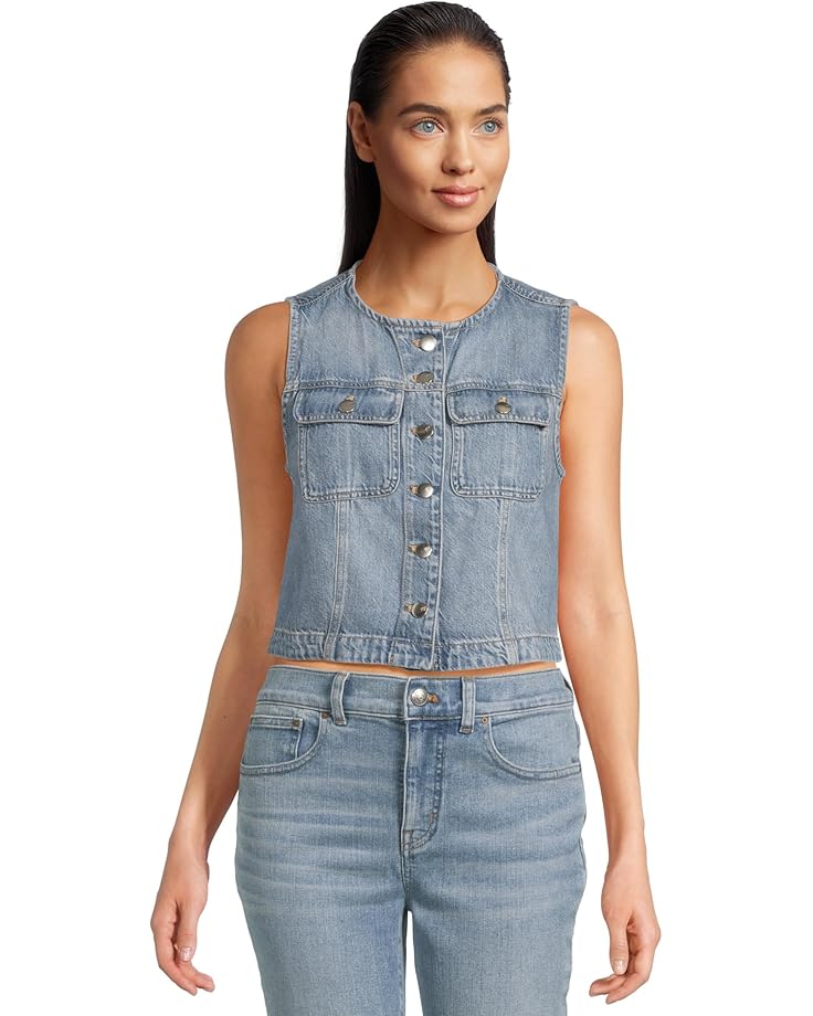 6pm Madewell Round Neck Button Denim Shell In Robertson Wash Women's