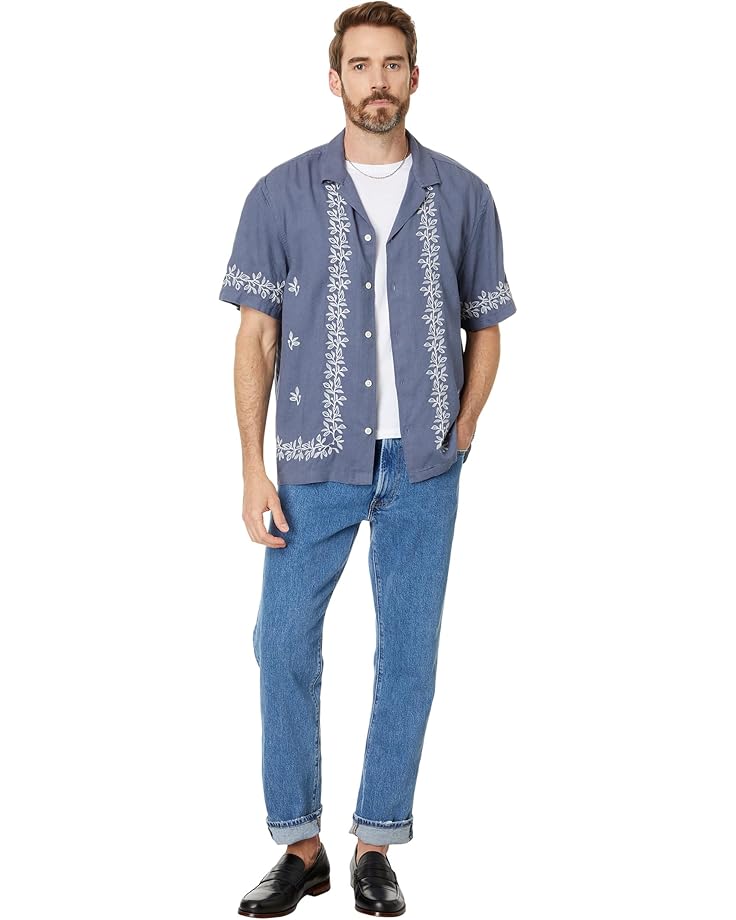 Madewell Ss Easy All Over Border Embroidery Men's Night Indigo
