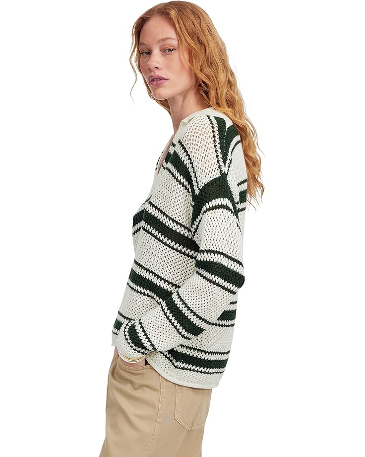 Madewell Stripe Madeleine Open Stitch Long Sleeve Polo Women's
