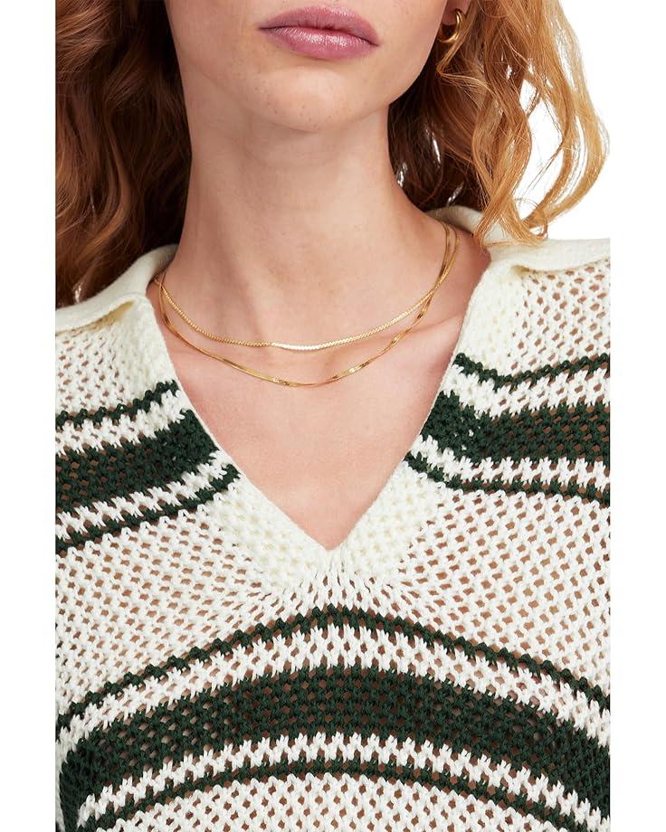 Madewell Stripe Madeleine Open Stitch Long Sleeve Polo Women's