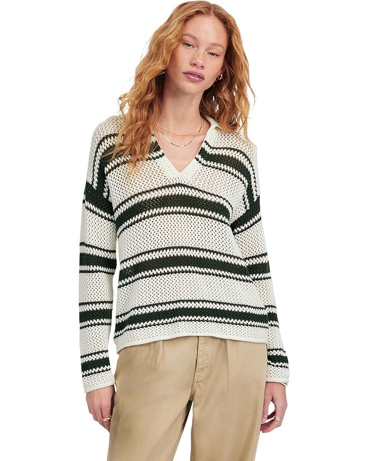Madewell Stripe Madeleine Open Stitch Long Sleeve Polo Women's