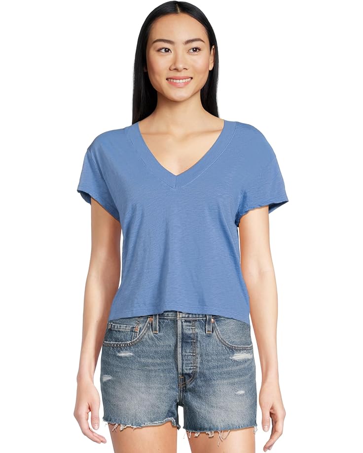 Michael Stars Harlan Cropped V-Neck Tee Women's