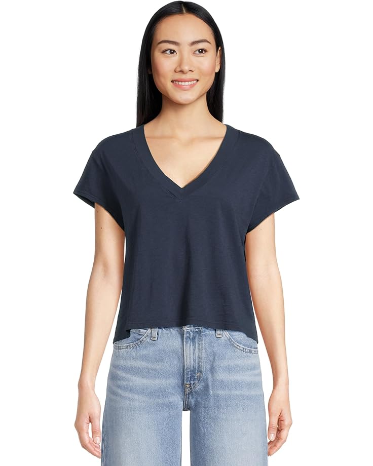 Michael Stars Harlan Cropped V-Neck Tee Women's Nocturnal