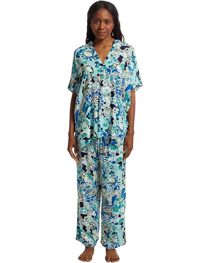 N by Natori Fusion Fans Challis Short Sleeve Pajama Women's