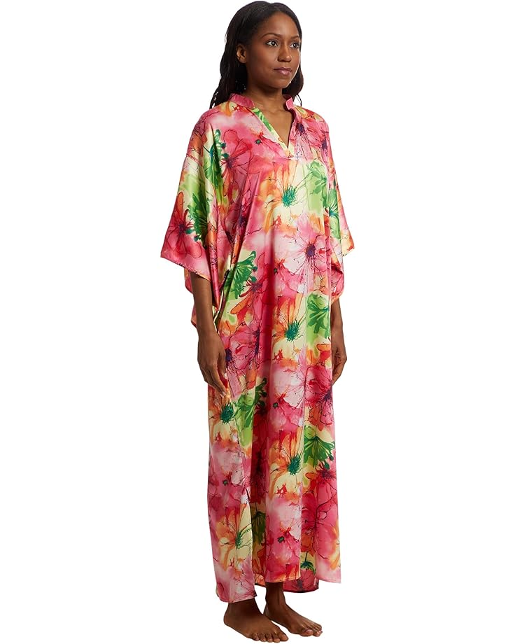 N By Natori Radiance Satin Mandarin Butterfly Caftan Women's