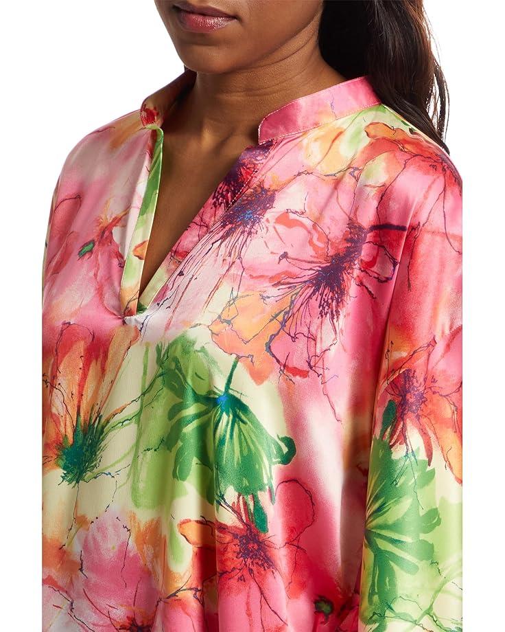 N By Natori Radiance Satin Mandarin Butterfly Caftan Women's
