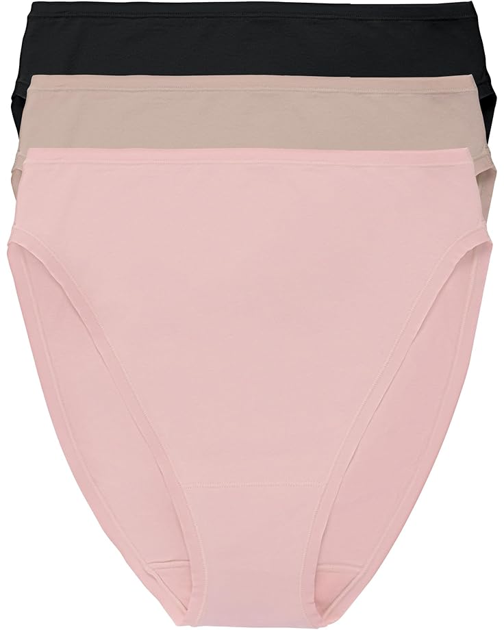 Natori Bliss Bare Cotton High Cut Brief 3-Pack Women's