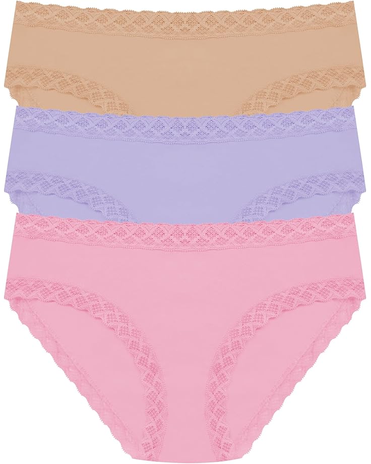 Natori Bliss Girl Brief 3-Pack Panties Women's Pink Nectar/Lilac Dream/Cafe