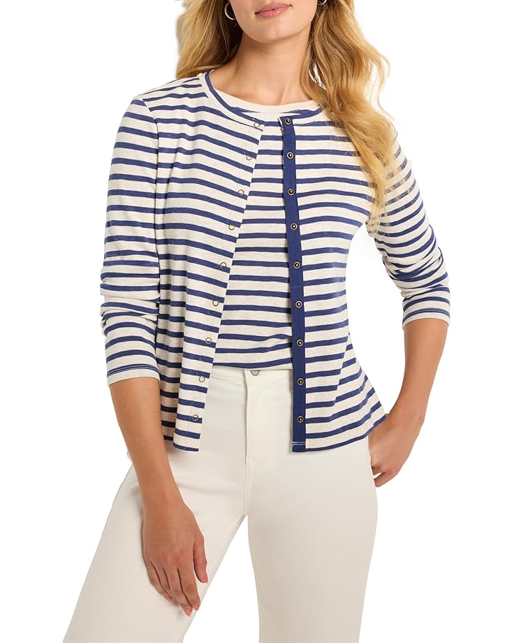NIC+ZOE Petite Striped Snap Front Cardigan Women's