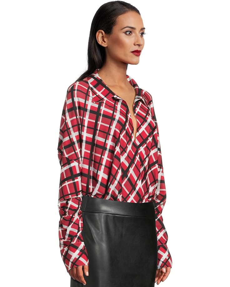 6pm Norma Kamali Super Oversized Boyfriend Neck Shirt Bodysuit Women's