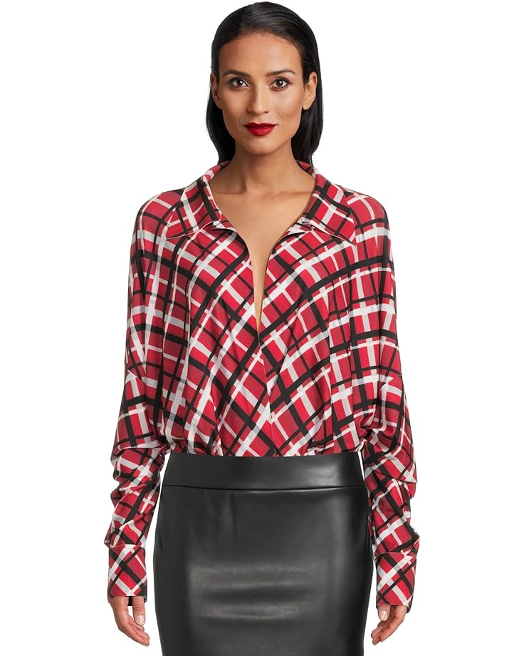 6pm Norma Kamali Super Oversized Boyfriend Neck Shirt Bodysuit Women's