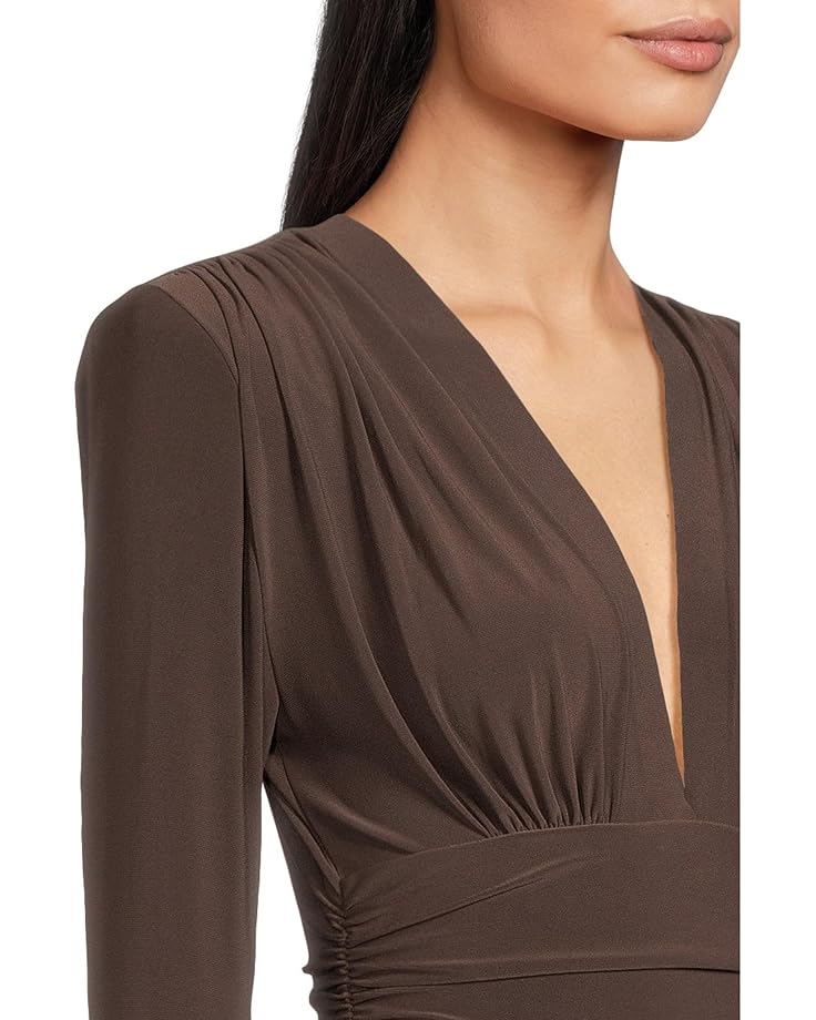 6pm Norma Kamali V Neck Long Sleeve Shirred Waist Jumpsuit W/ Shoulder Pads Women's