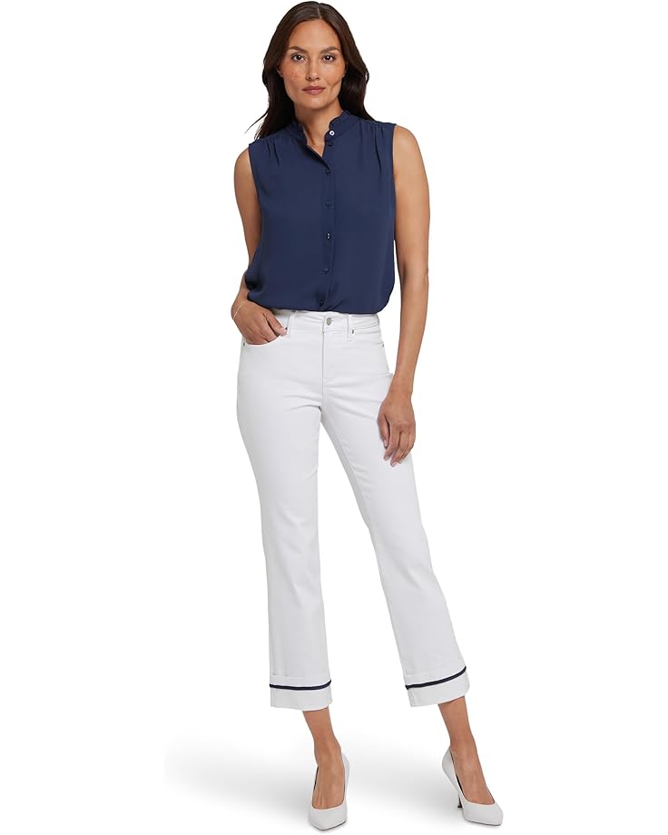 6pm NYDJ Marilyn Straight Ankle With Deep Cuff Jeans in Optic White Women's