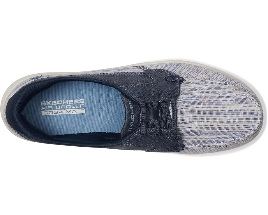 6pm SKECHERS Performance On-The-Go Flex Radiant Striped Metallic Canvas Boat Shoe Women's