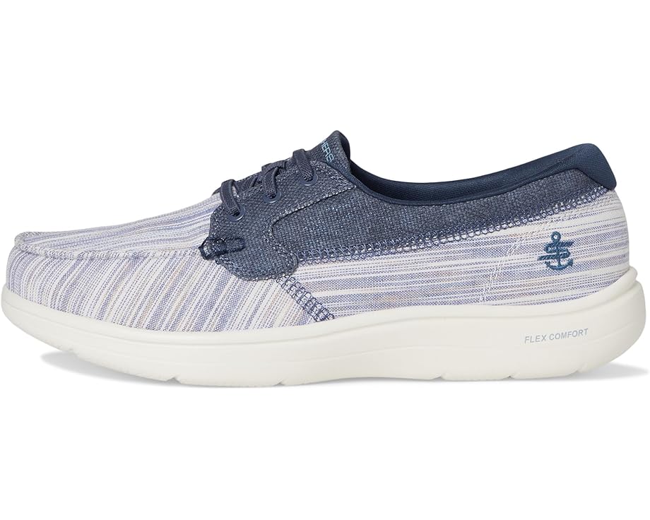 6pm SKECHERS Performance On-The-Go Flex Radiant Striped Metallic Canvas Boat Shoe Women's