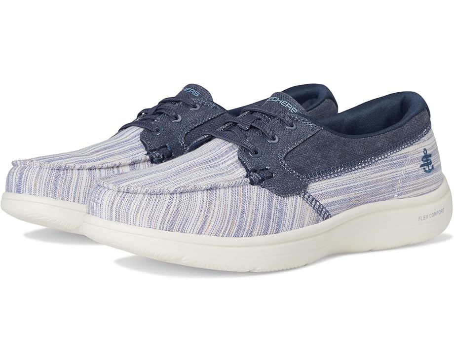 6pm SKECHERS Performance On-The-Go Flex Radiant Striped Metallic Canvas Boat Shoe Women's