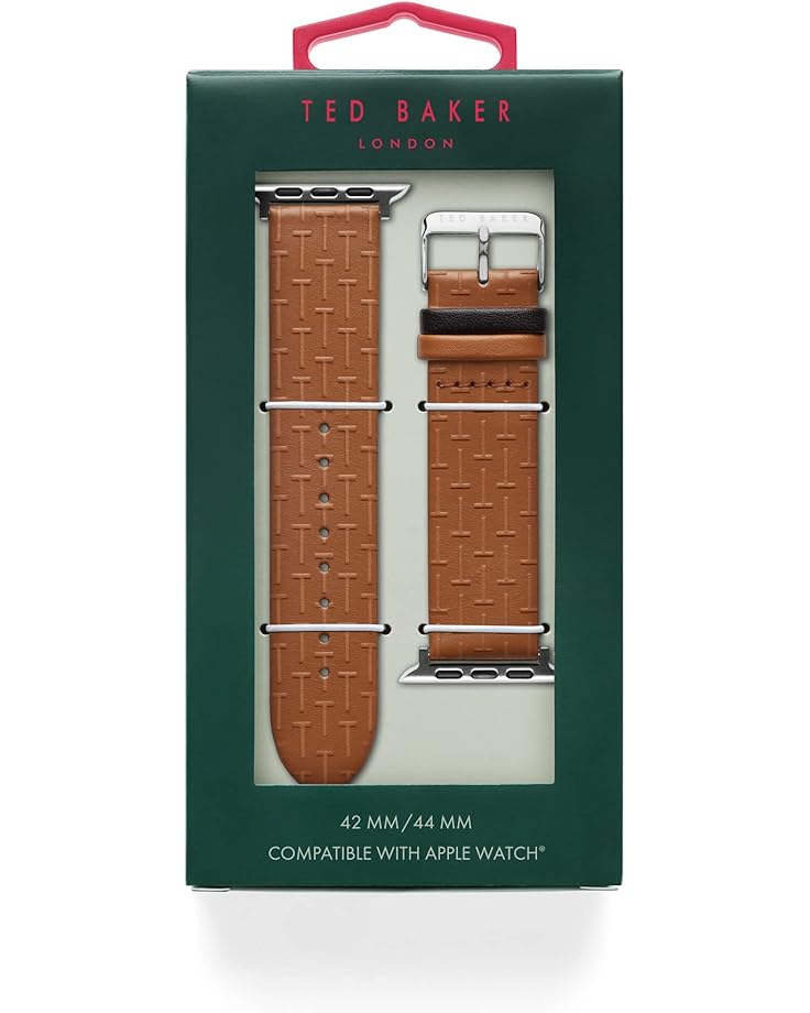 6pm Ted Baker T-embossed Leather Black Keeper Smartwatch Band Compatible With Apple Watch Strap 42mm 44mm