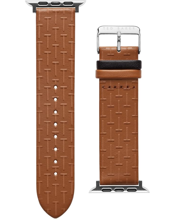 6pm Ted Baker T-embossed leather black keeper smartwatch band compatible with Apple watch strap 42mm 44mm