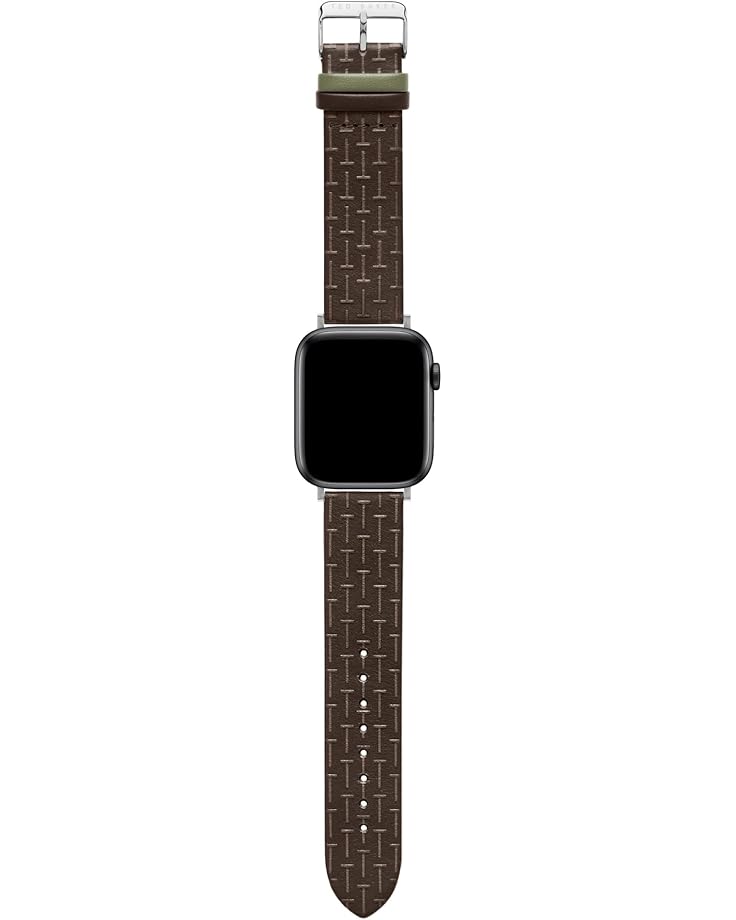 6pm Ted Baker T-Embossed Leather Light Green Keeper Smartwatch Band Compatible With Apple Watch Strap 42mm 44mm