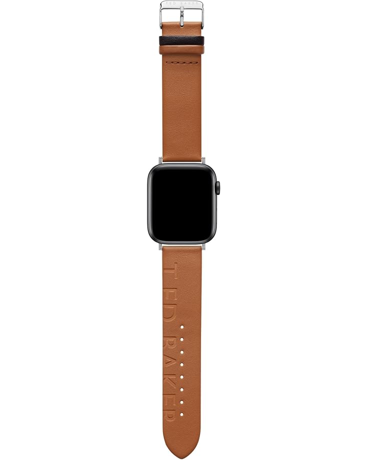 6pm Ted Baker "Ted" Engraved Leather Black Keeper Smartwatch Band Compatible With Apple Watch Strap 42mm 44mm