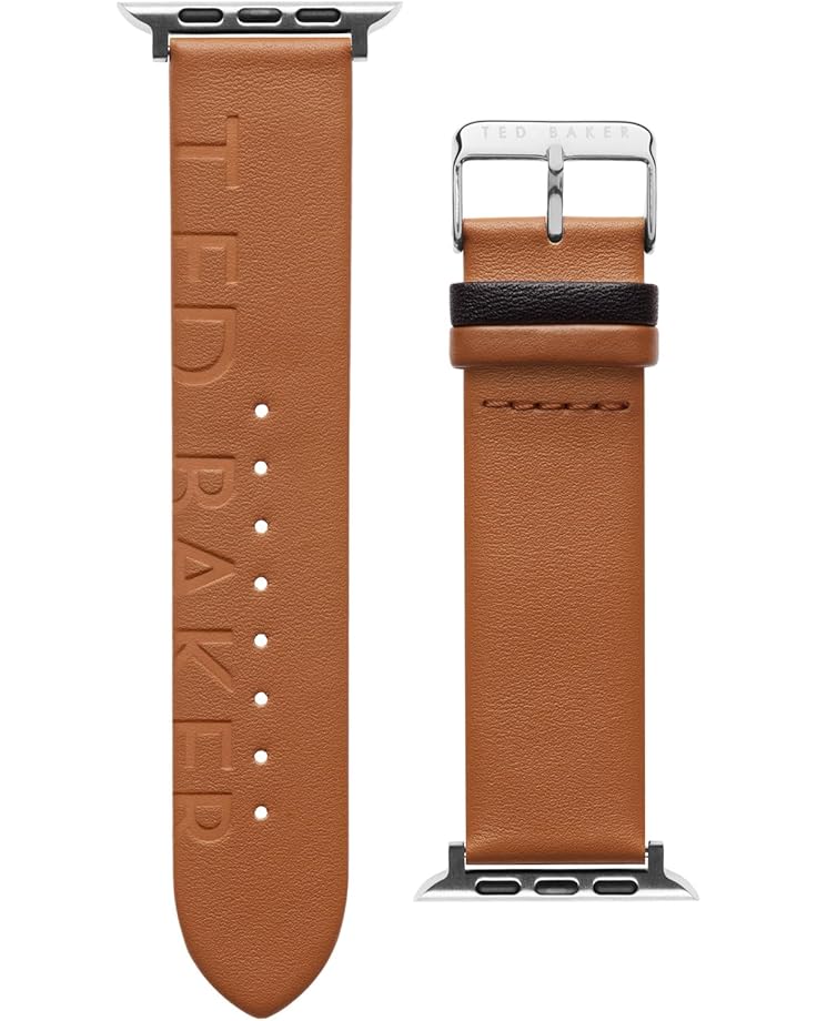 6pm Ted Baker "Ted" Engraved Leather Black Keeper smartwatch band compatible with Apple watch strap 42mm 44mm