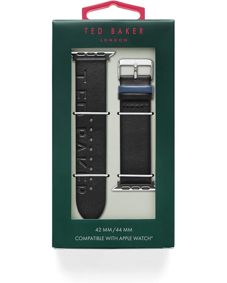 6pm Ted Baker "Ted" Engraved Leather Blue Keeper Smartwatch Band Compatible With Apple Watch Strap 42mm 44mm