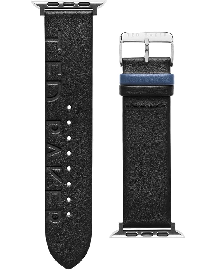 6pm Ted Baker "Ted" Engraved Leather Blue Keeper smartwatch band compatible with Apple watch strap 42mm 44mm