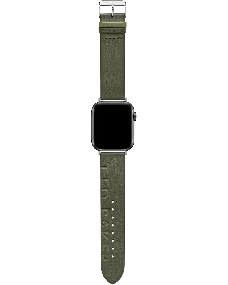 6pm Ted Baker "Ted" Engraved Leather Light Green Keeper Smartwatch Band Compatible With Apple Watch Strap 42mm 44mm