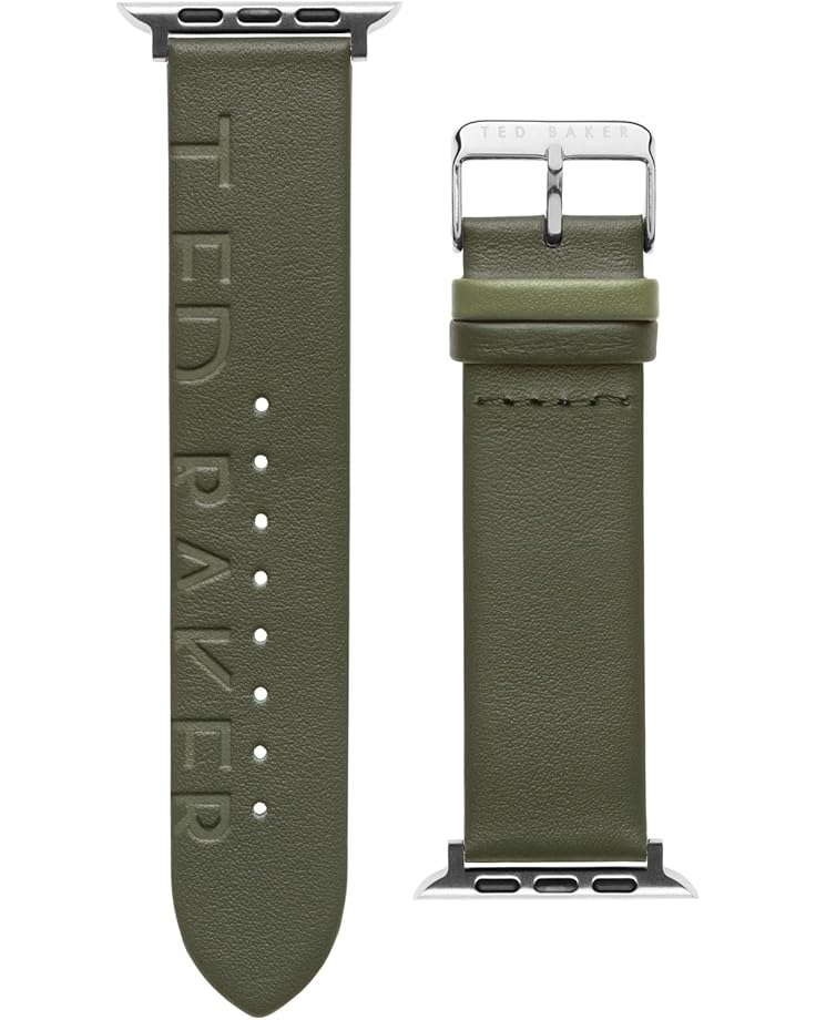 6pm Ted Baker "Ted" Engraved Leather Light Green Keeper smartwatch band compatible with Apple watch strap 42mm 44mm