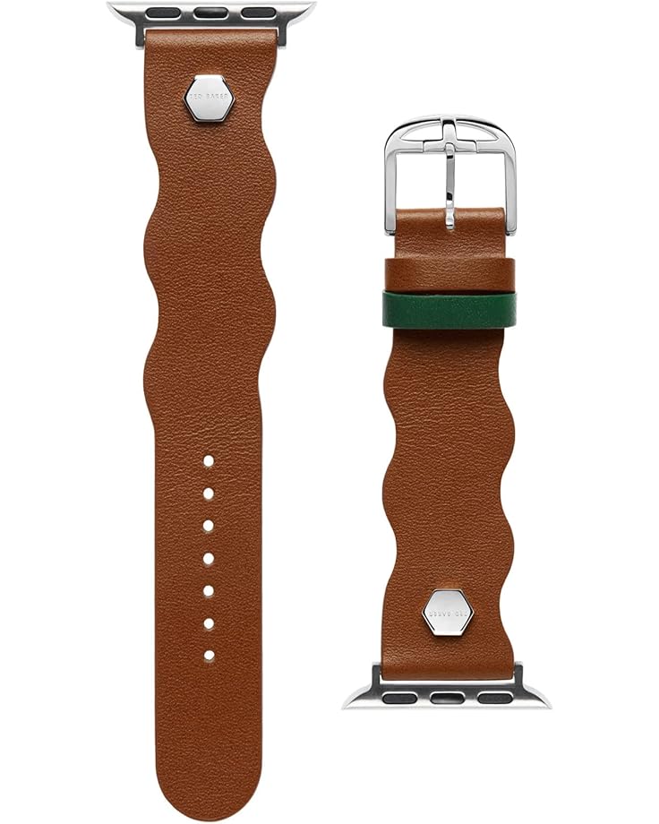 6pm Ted Baker Wavy Leather Green Keeper Hexagonal Pins w/ Logo 38/40