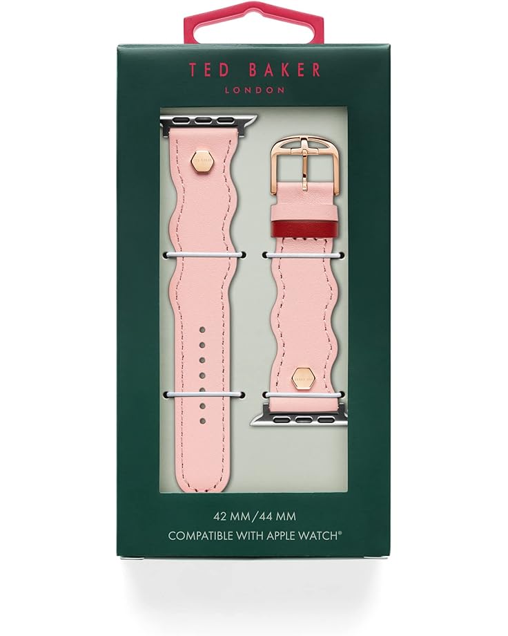 6pm Ted Baker Wavy Leather Pink Keeper Hexagonal Pins W/ Logo 42/44