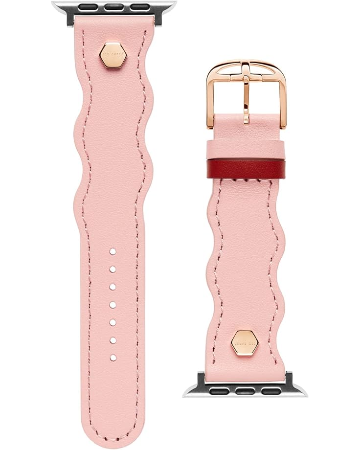 6pm Ted Baker Wavy Leather Pink Keeper Hexagonal Pins w/ Logo 42/44